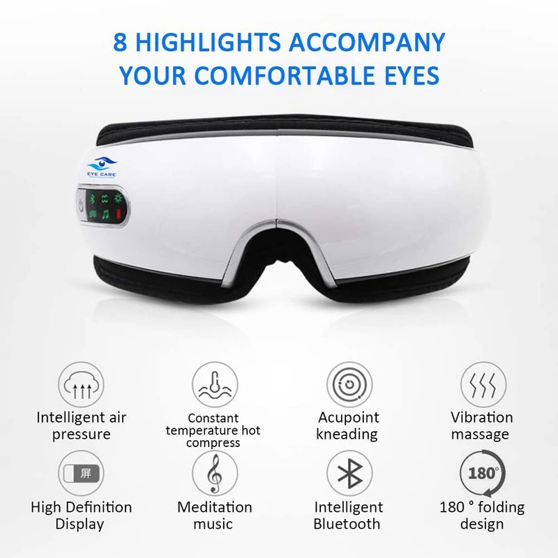 121868347 ماساژور لرزشی و حرکتی چشم آی-کر مدل pf-001، با قابلیت پخش موسیقی، امکان استفاده به صورت گرمایی، هوایی، لرزشی و ترکیبی، دارای بند مقاوم و پدهای حرارتی